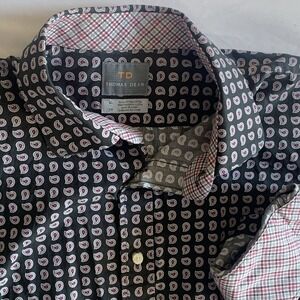 Thomas‎ Dean TD Mens XL Button Up Long Sleeve Shirt Paisley Flip Cuff